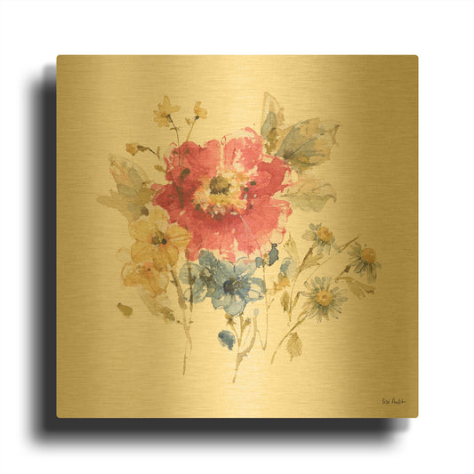 'Summer Garden V' By Lisa Audit Gold Metal Wall Art