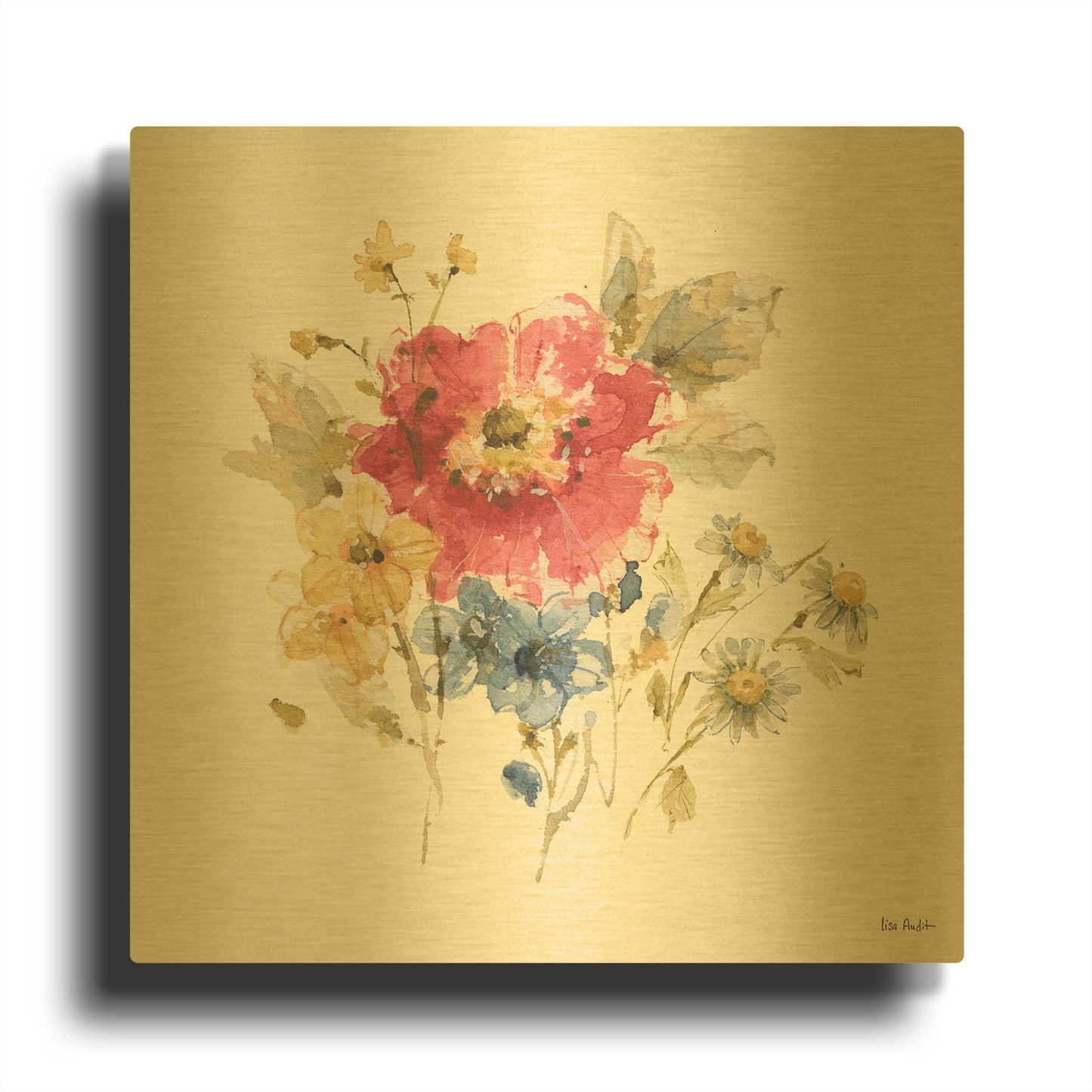 'Summer Garden V' By Lisa Audit Gold Metal Wall Art