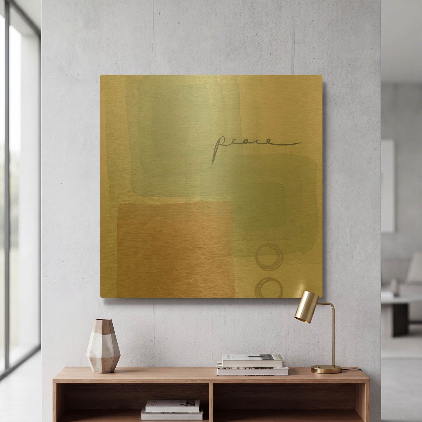 'Peace' By Linda Woods Gold Metal Wall Art