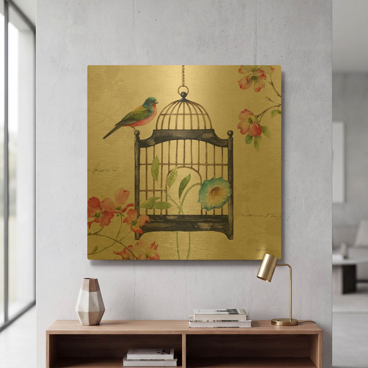 'Dogwood Garden V' By Lisa Audit Gold Metal Wall Art