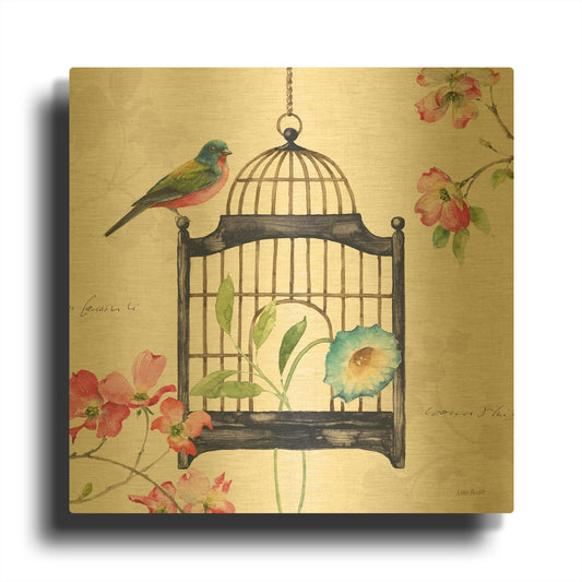 'Dogwood Garden V' By Lisa Audit Gold Metal Wall Art