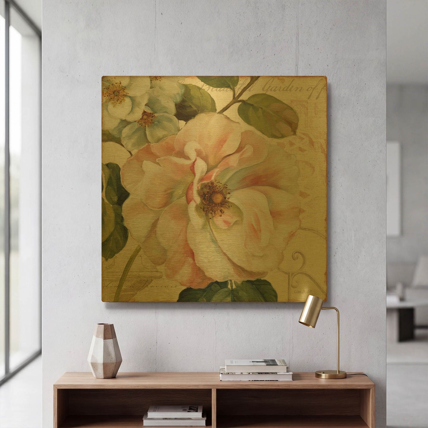 'Les Jardins II' By Lisa Audit Gold Metal Wall Art