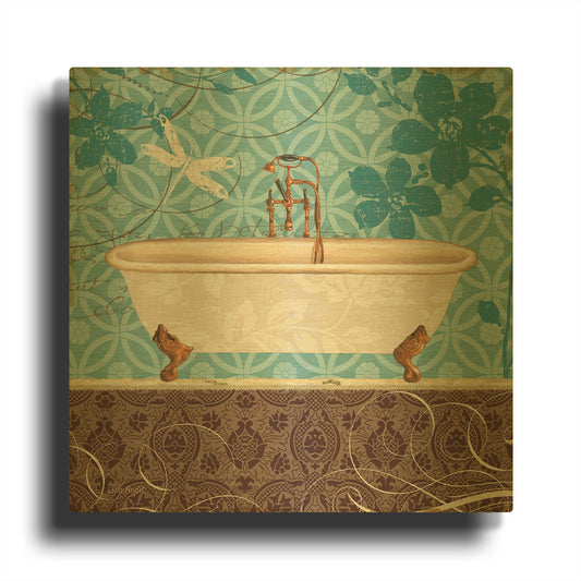 'Eco Motif Bath II' By Lisa Audit Gold Metal Wall Art