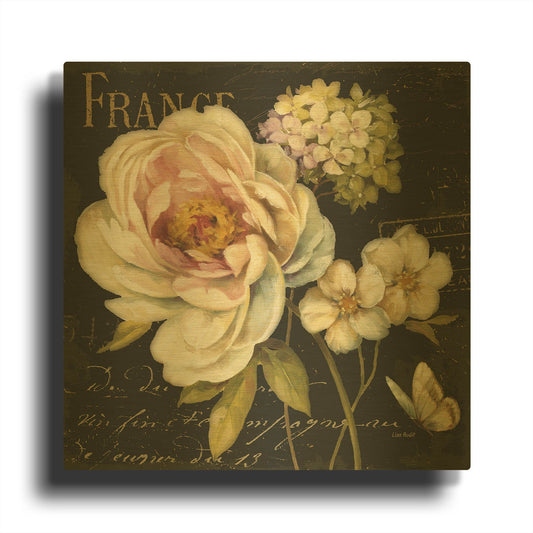 'Marche De Fleurs On Black' By Lisa Audit Gold Metal Wall Art