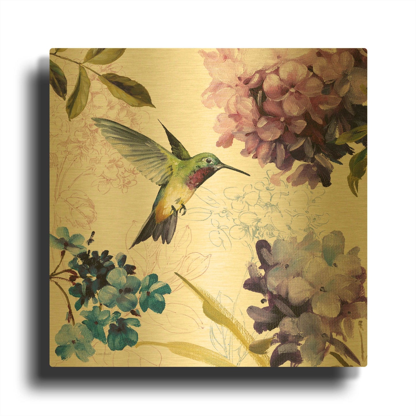 'Spring Nectar II' By Lisa Audit Gold Metal Wall Art