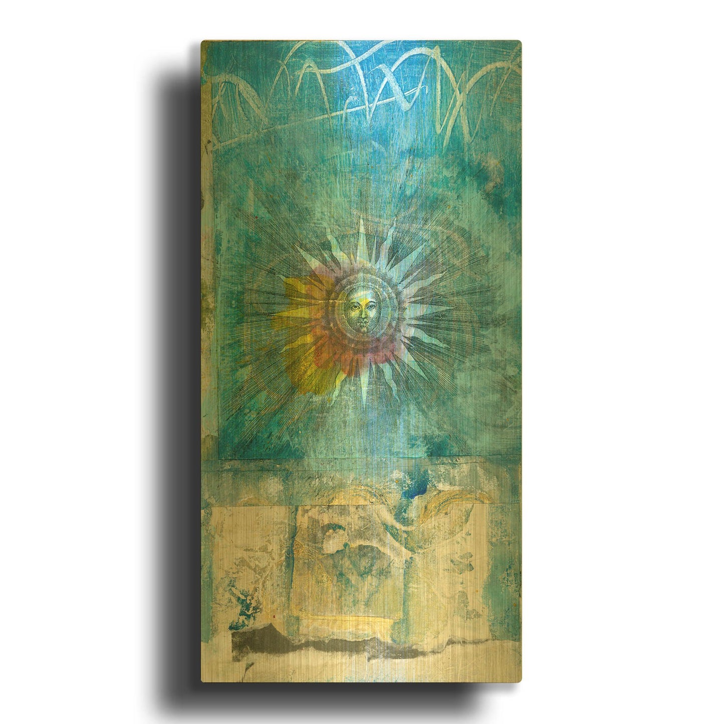 'Ancient Sun' By Elena Ray Gold Metal Wall Art