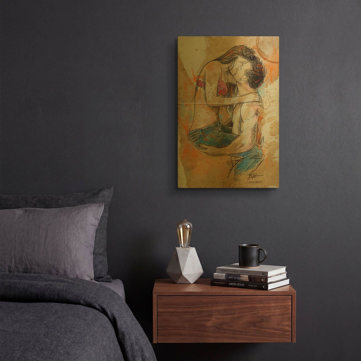 'Jean Lover' By Loui Jover Gold Metal Wall Art