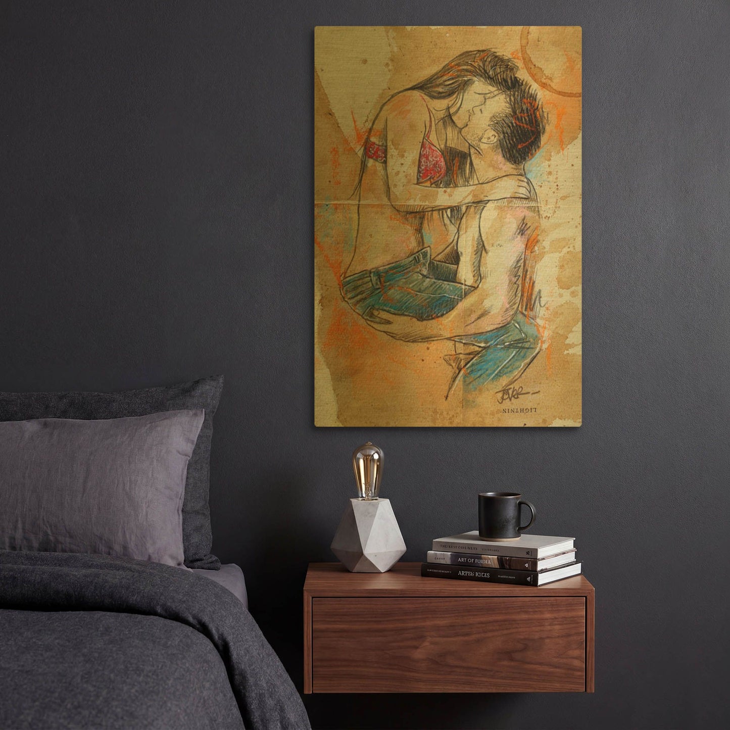 'Jean Lover' By Loui Jover Gold Metal Wall Art