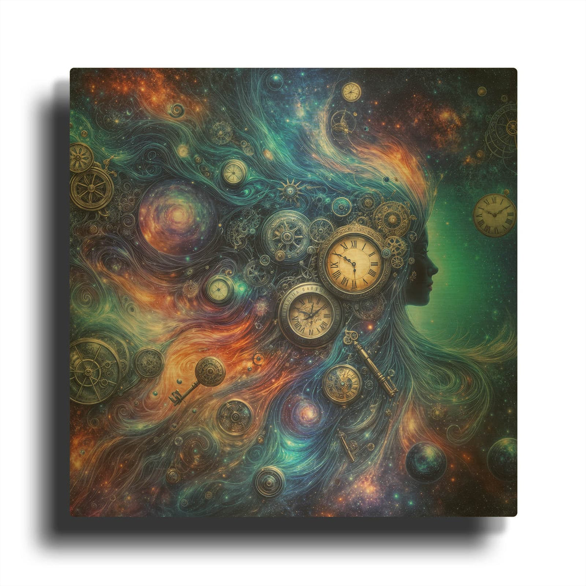 'Celestial Timekeeper 4' By Rey Klimt Gold Metal Wall Art