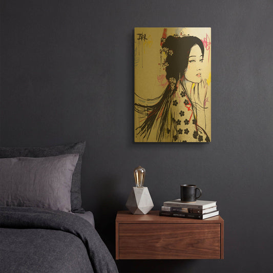 'Jing' By Loui Jover Gold Metal Wall Art
