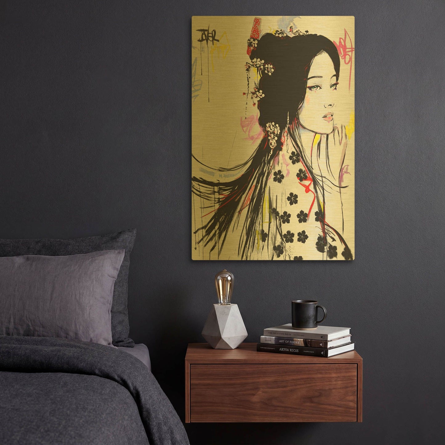 'Jing' By Loui Jover Gold Metal Wall Art