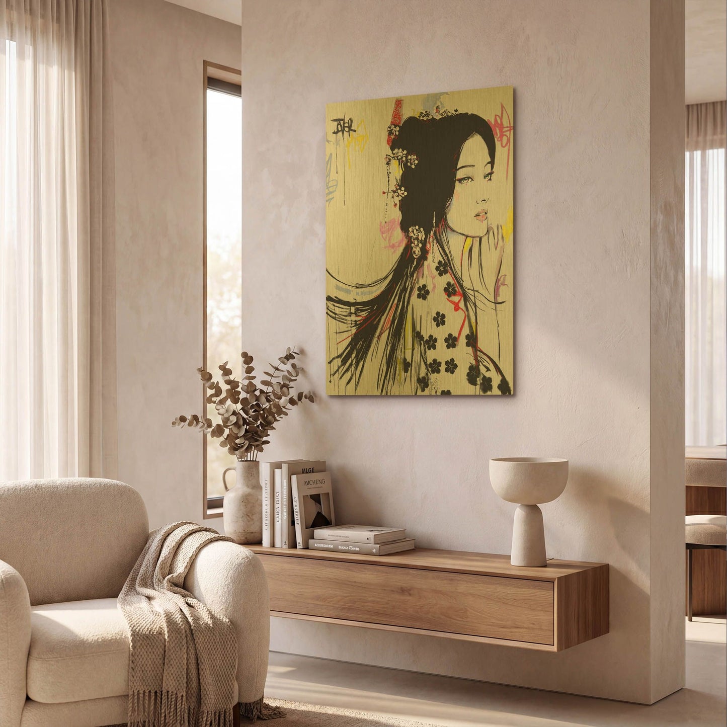 'Jing' By Loui Jover Gold Metal Wall Art