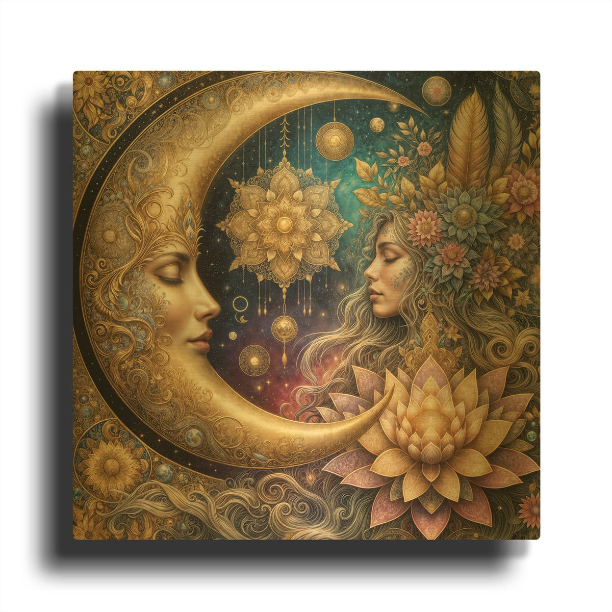 'Golden Moon' By Rey Klimt Gold Metal Wall Art