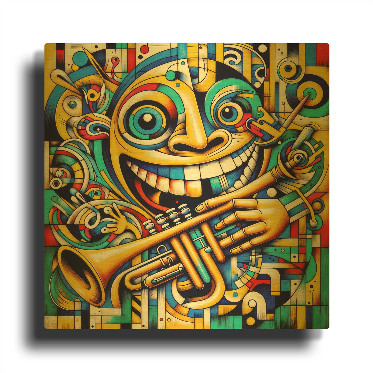 'Happy Music Abstract' By Rey Klimt Gold Metal Wall Art