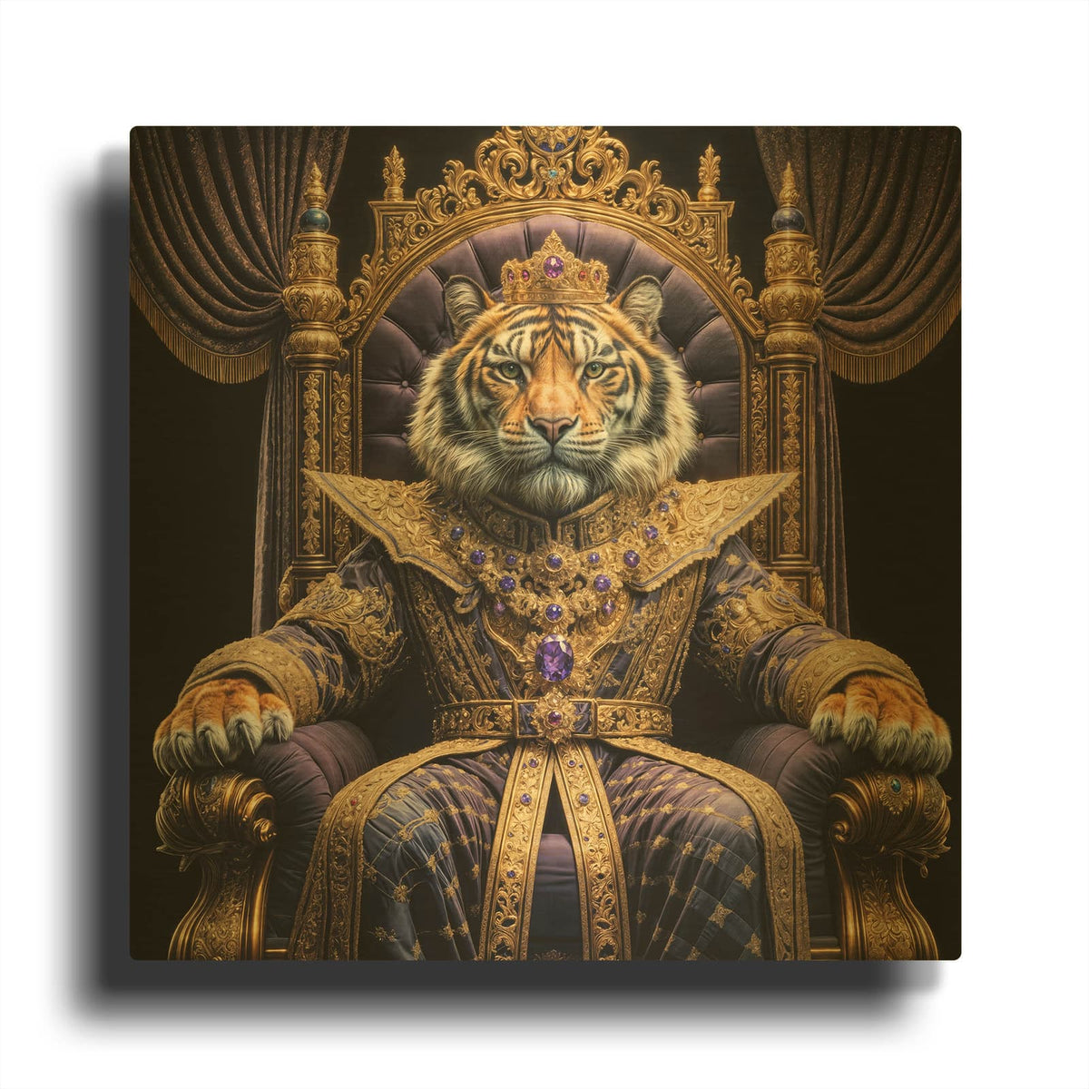 'King Tiger' By Rey Klimt Gold Metal Wall Art