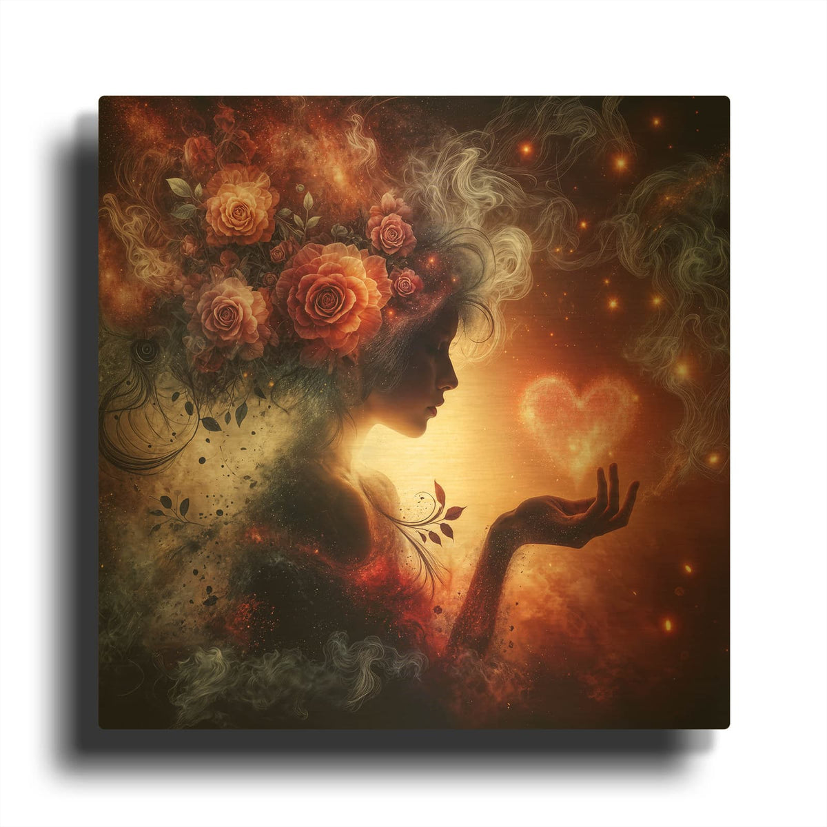'Love and Roses 2' By Rey Klimt Gold Metal Wall Art