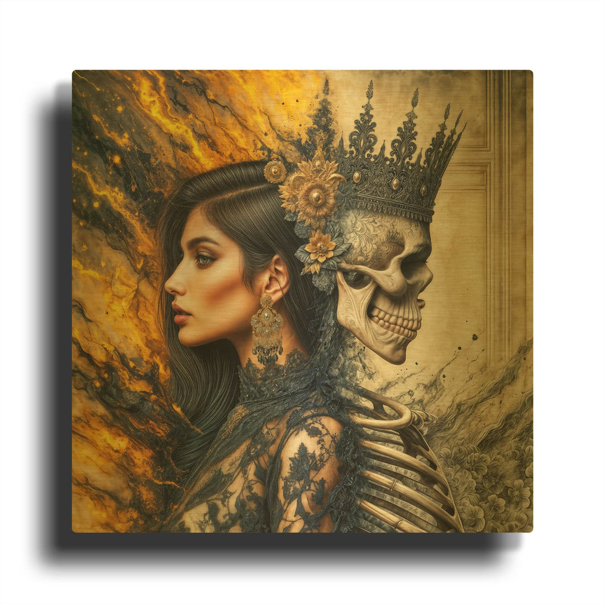 'Side by Side' By Rey Klimt Gold Metal Wall Art