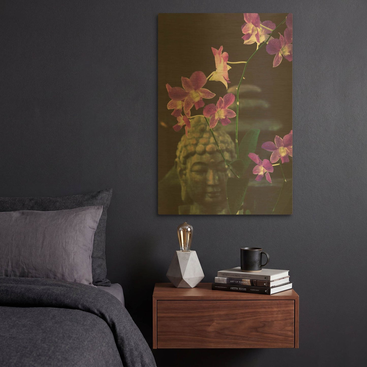 'Zen Purple Orchids' By Elena Ray Gold Metal Wall Art