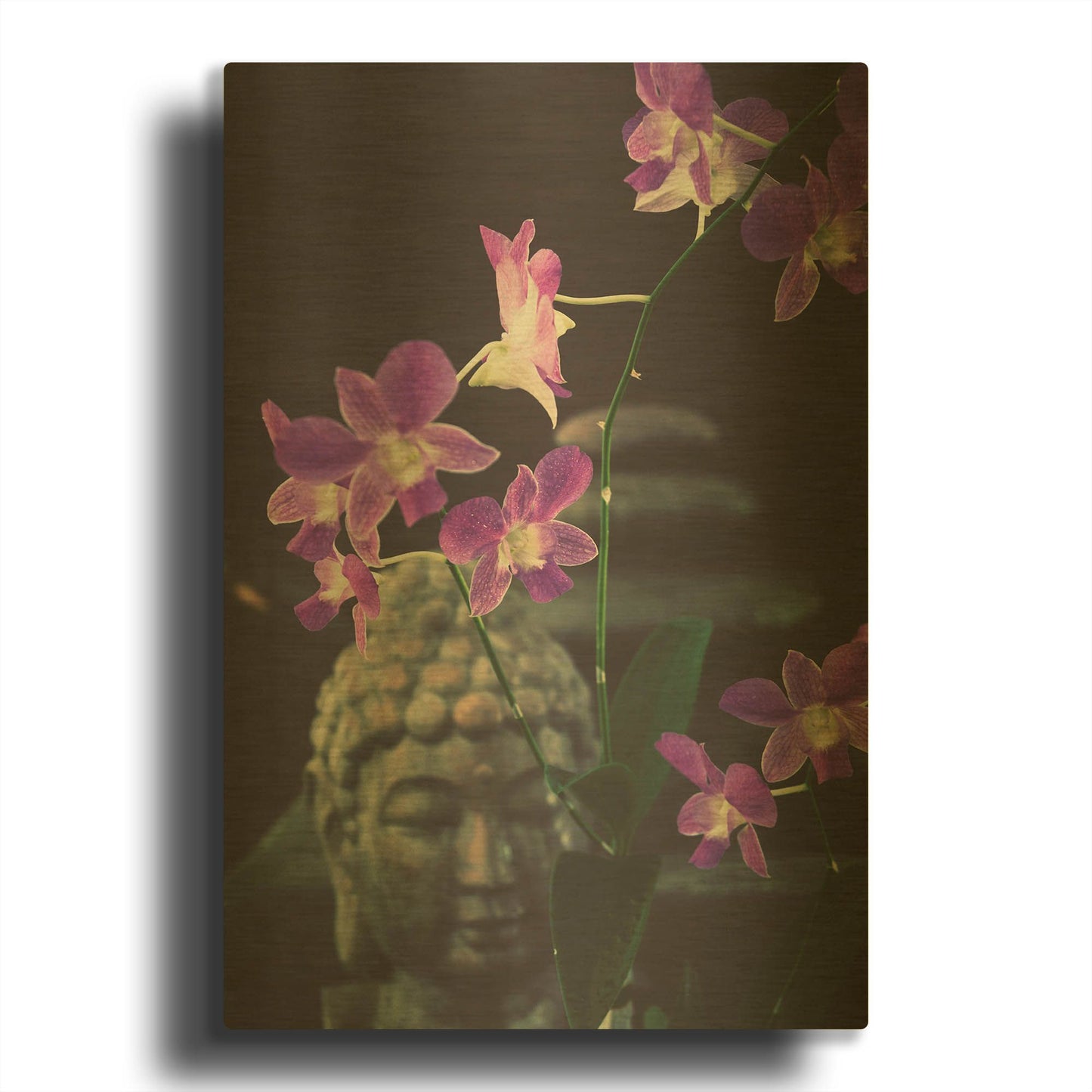 'Zen Purple Orchids' By Elena Ray Gold Metal Wall Art