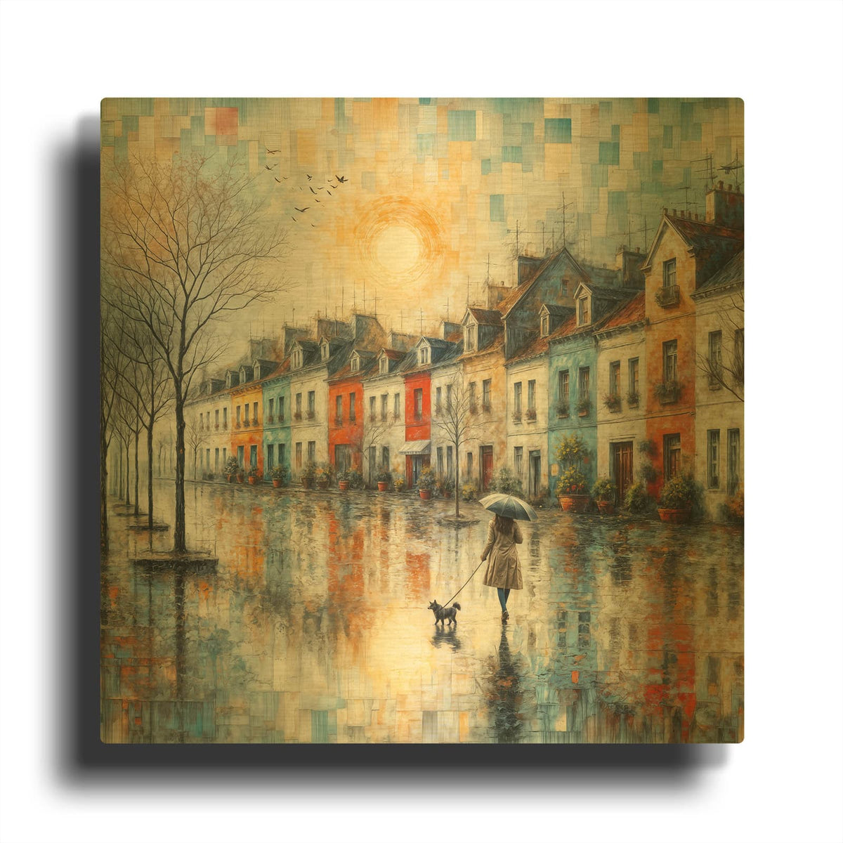 'Steet Scene 2' By Rey Klimt Gold Metal Wall Art