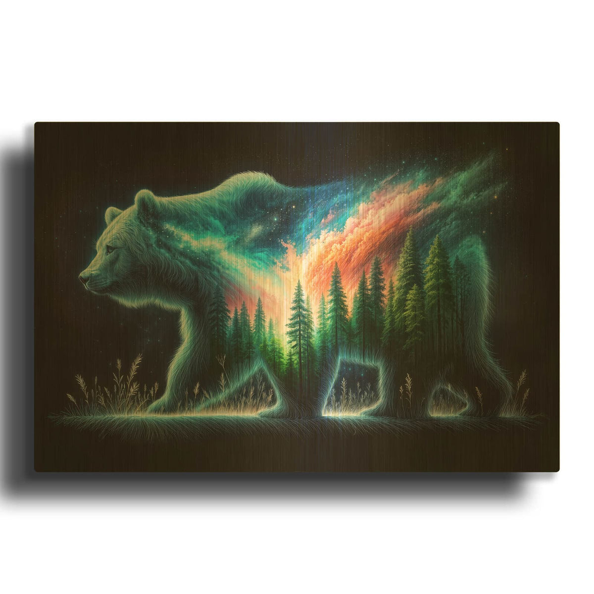 'Vibrant Bear 7' By Rey Klimt Gold Metal Wall Art