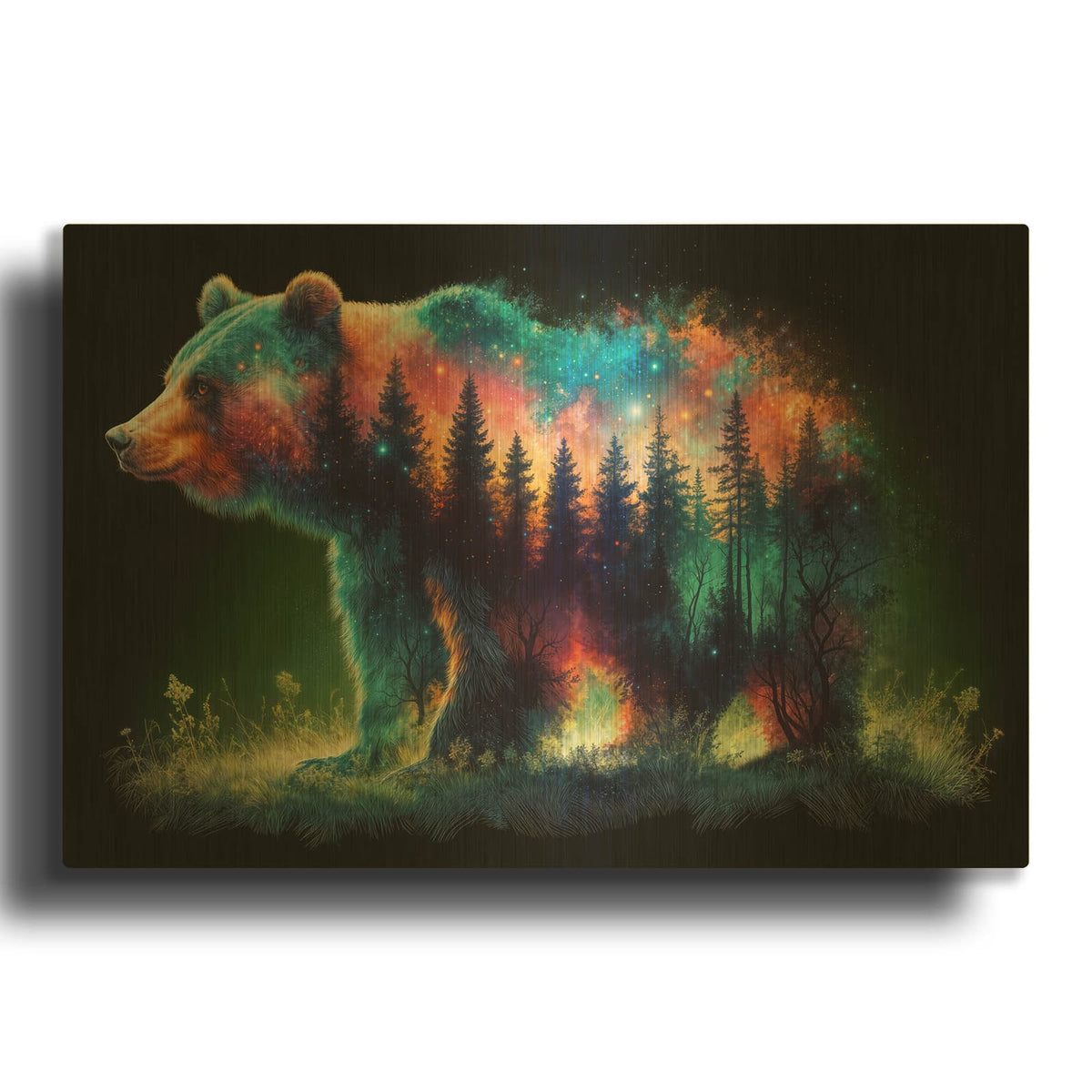 'Vibrant Bear 8' By Rey Klimt Gold Metal Wall Art