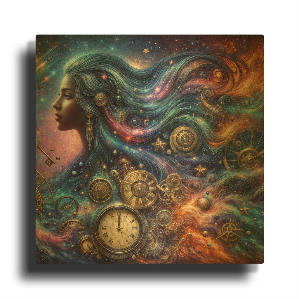 'Celestial Timekeeper 1' By Rey Klimt Gold Metal Wall Art