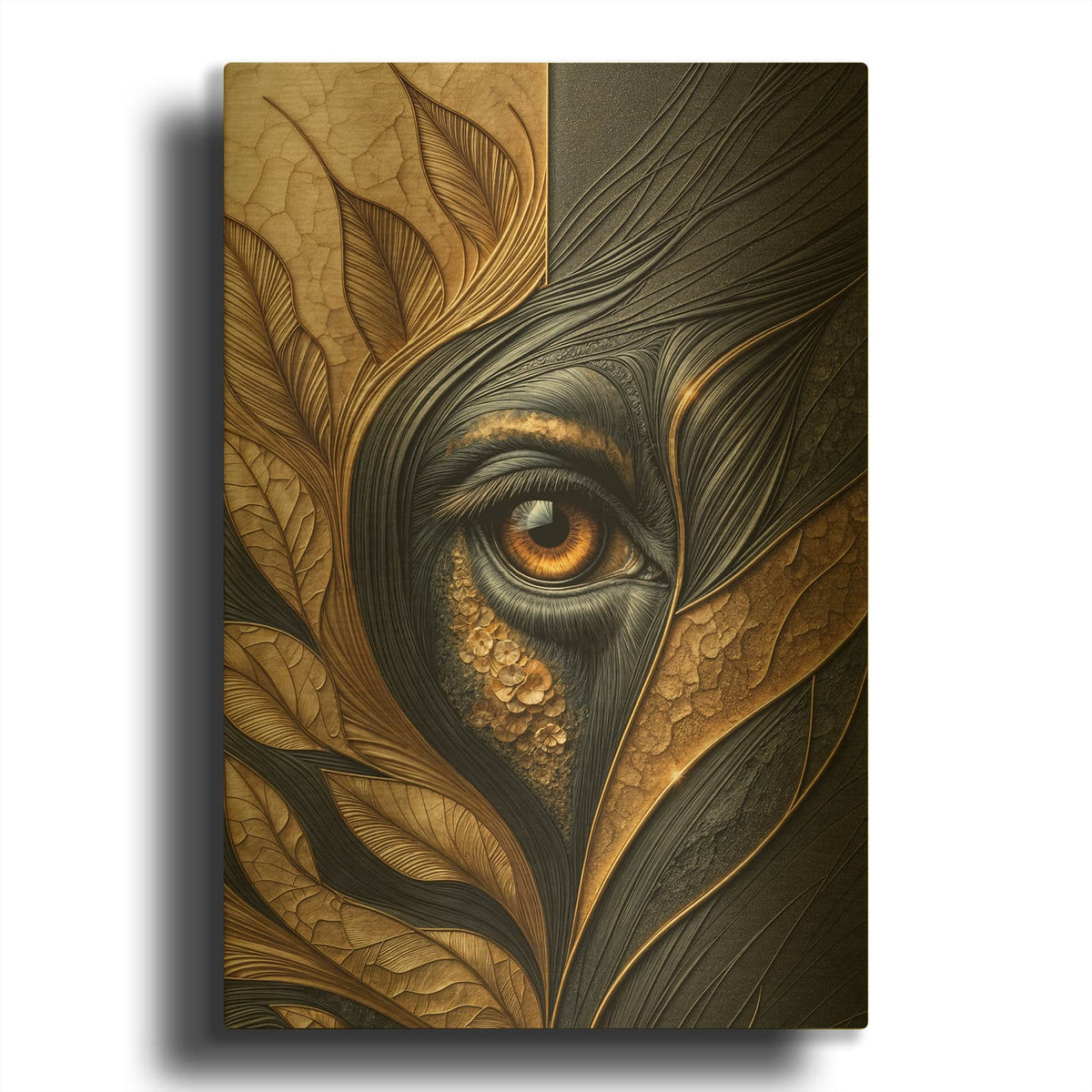 'Eyebstract 7' By Rey Klimt Gold Metal Wall Art