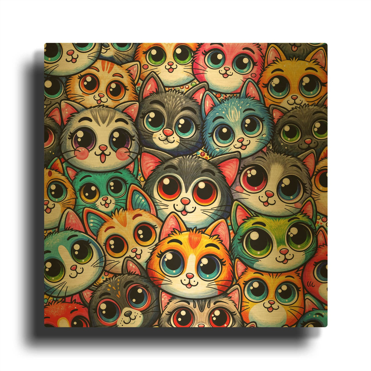 'Glaring Cats 3' By Rey Klimt Gold Metal Wall Art
