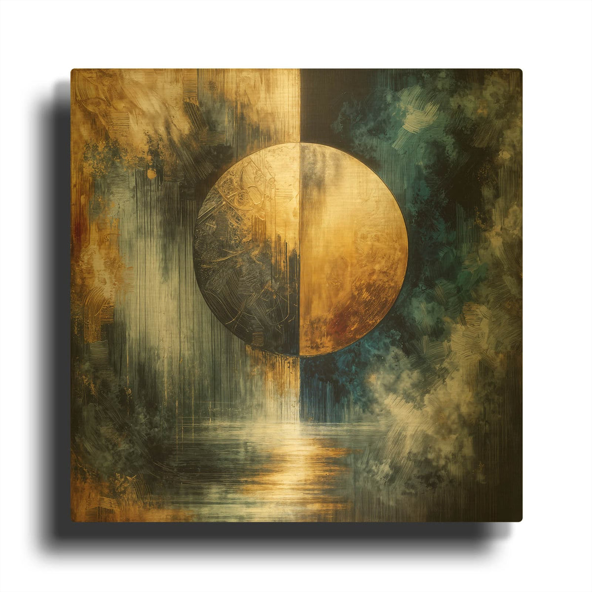 'Golden Circle Abstract 10' By Rey Klimt Gold Metal Wall Art