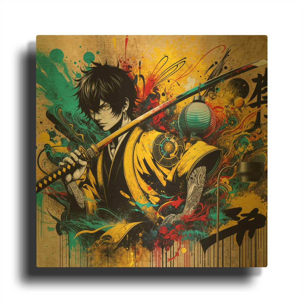 'Katana Warrior 1' By Rey Klimt Gold Metal Wall Art