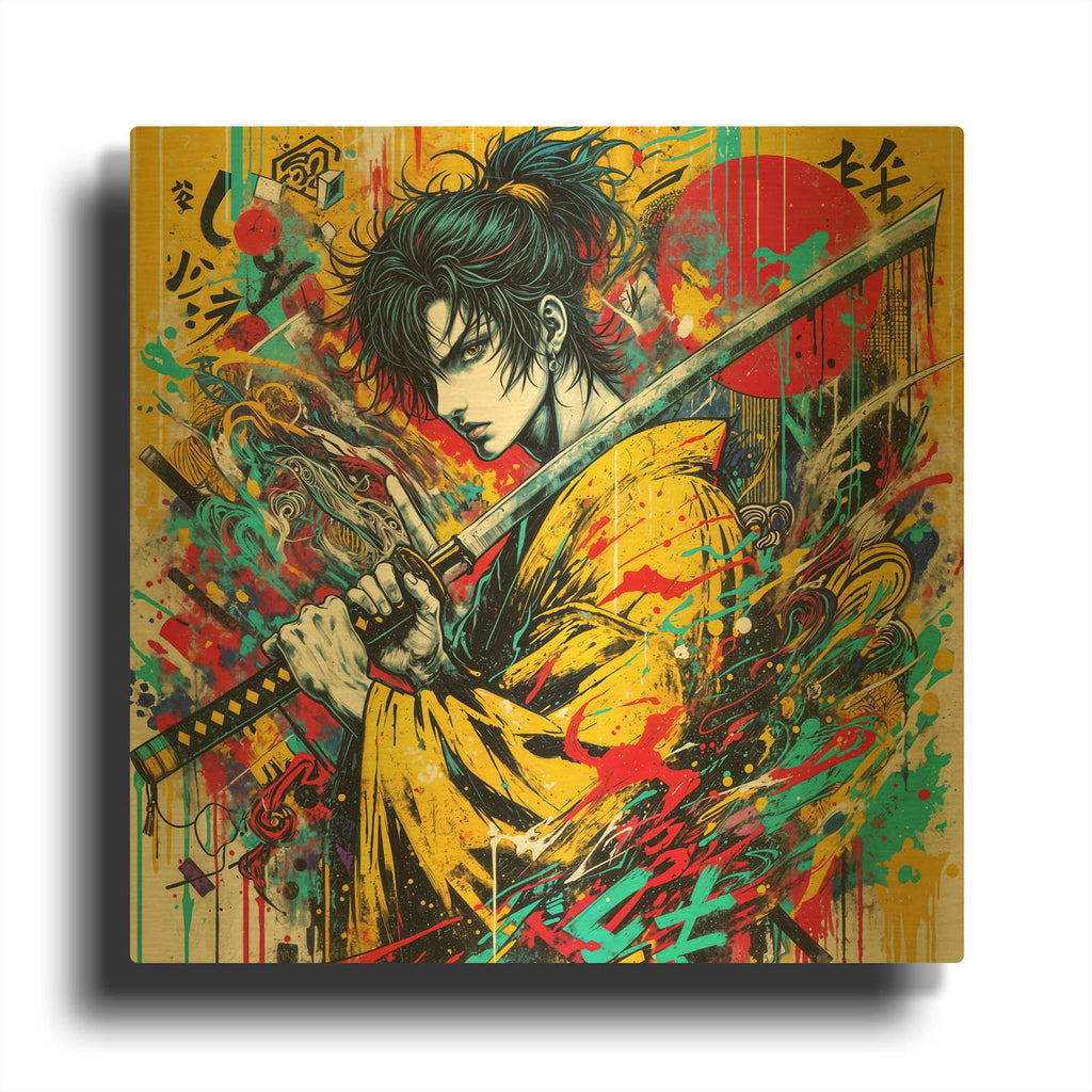 'Katana Warrior 3' By Rey Klimt Gold Metal Wall Art