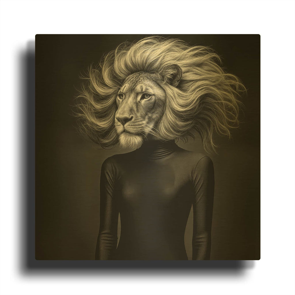 'Lion Thoughts 2' By Rey Klimt Gold Metal Wall Art