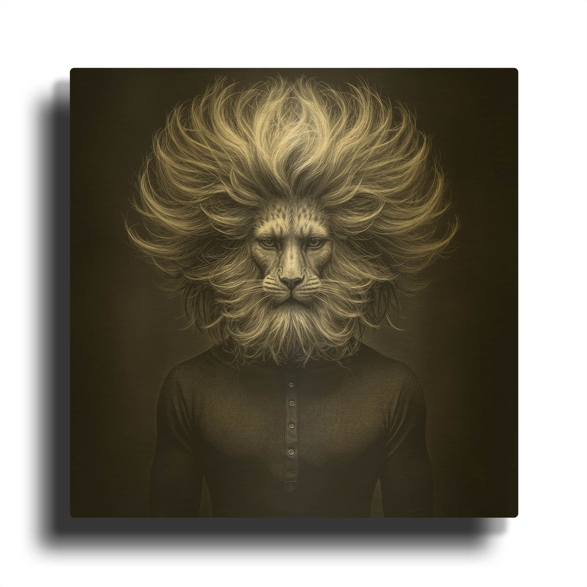 'Lion Thoughts 3' By Rey Klimt Gold Metal Wall Art