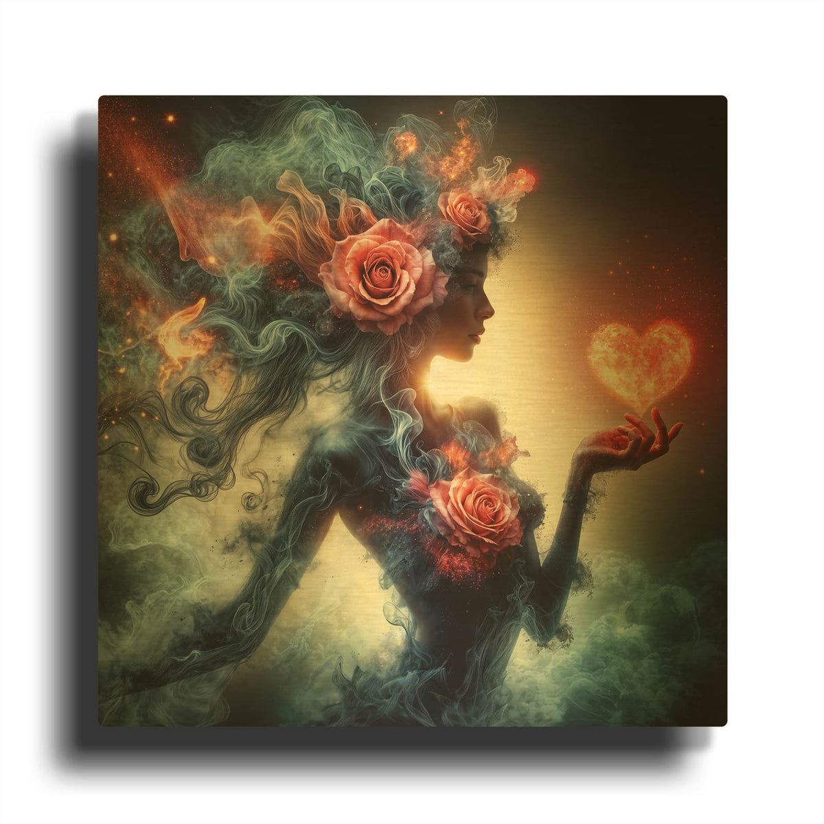 'Love and Roses 1' By Rey Klimt Gold Metal Wall Art