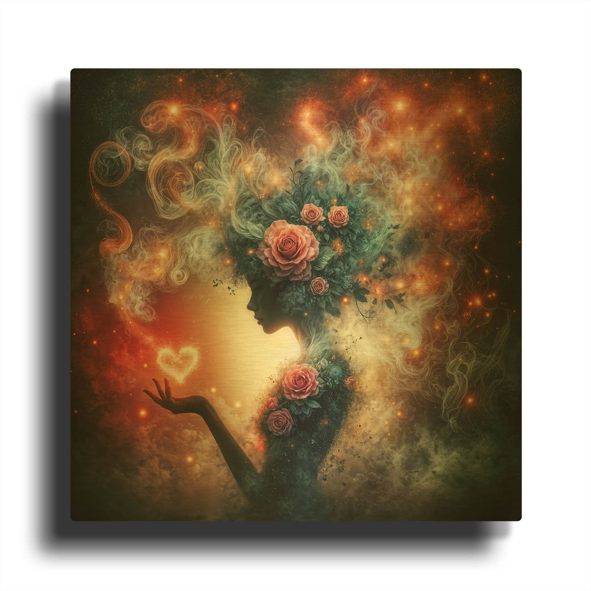 'Love and Roses 4' By Rey Klimt Gold Metal Wall Art