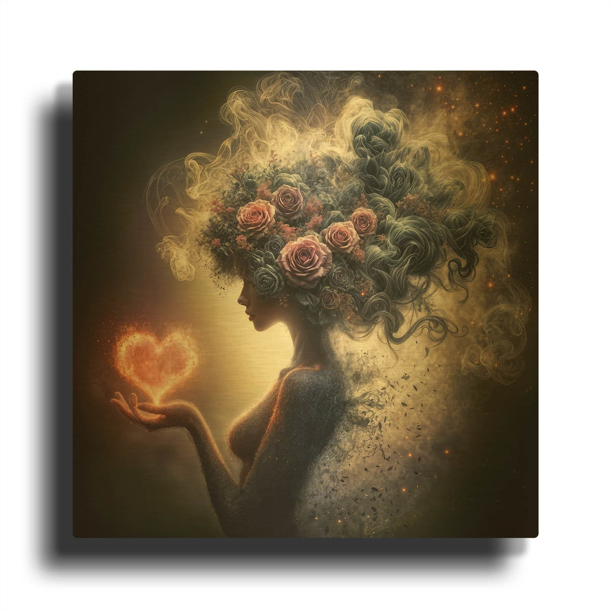 'Love and Roses 5' By Rey Klimt Gold Metal Wall Art