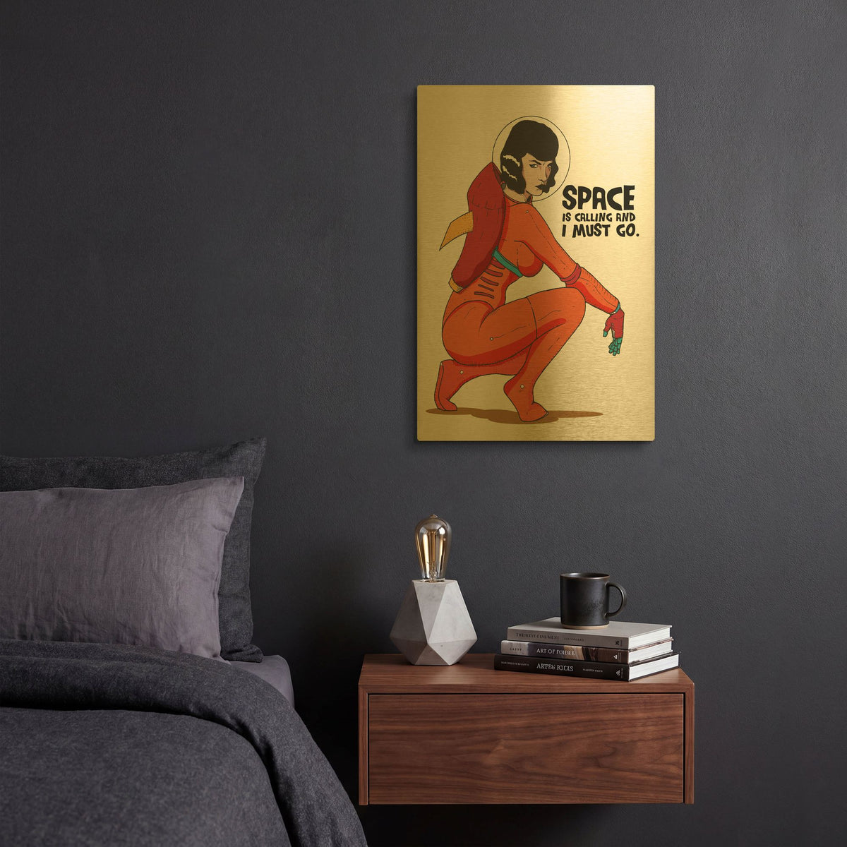 'Bettie Astronaut 2' By Craig Snodgrass Gold Metal Wall Art