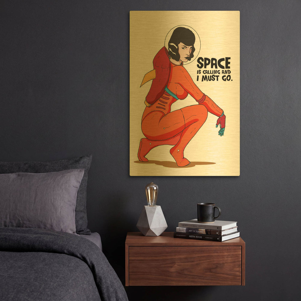 'Bettie Astronaut 2' By Craig Snodgrass Gold Metal Wall Art