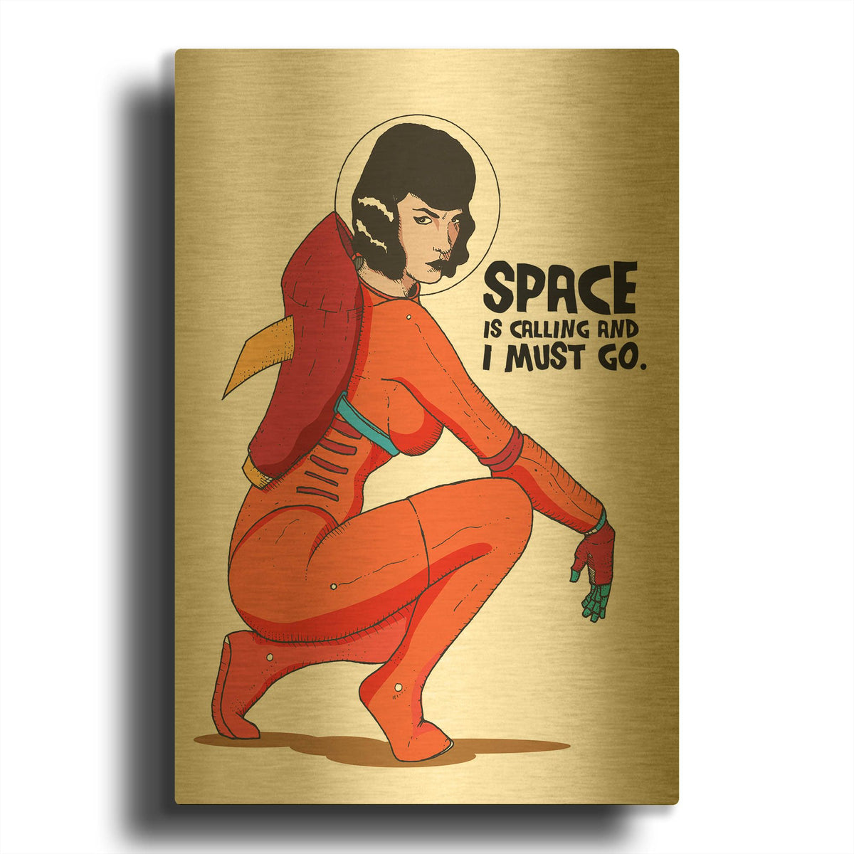 'Bettie Astronaut 2' By Craig Snodgrass Gold Metal Wall Art