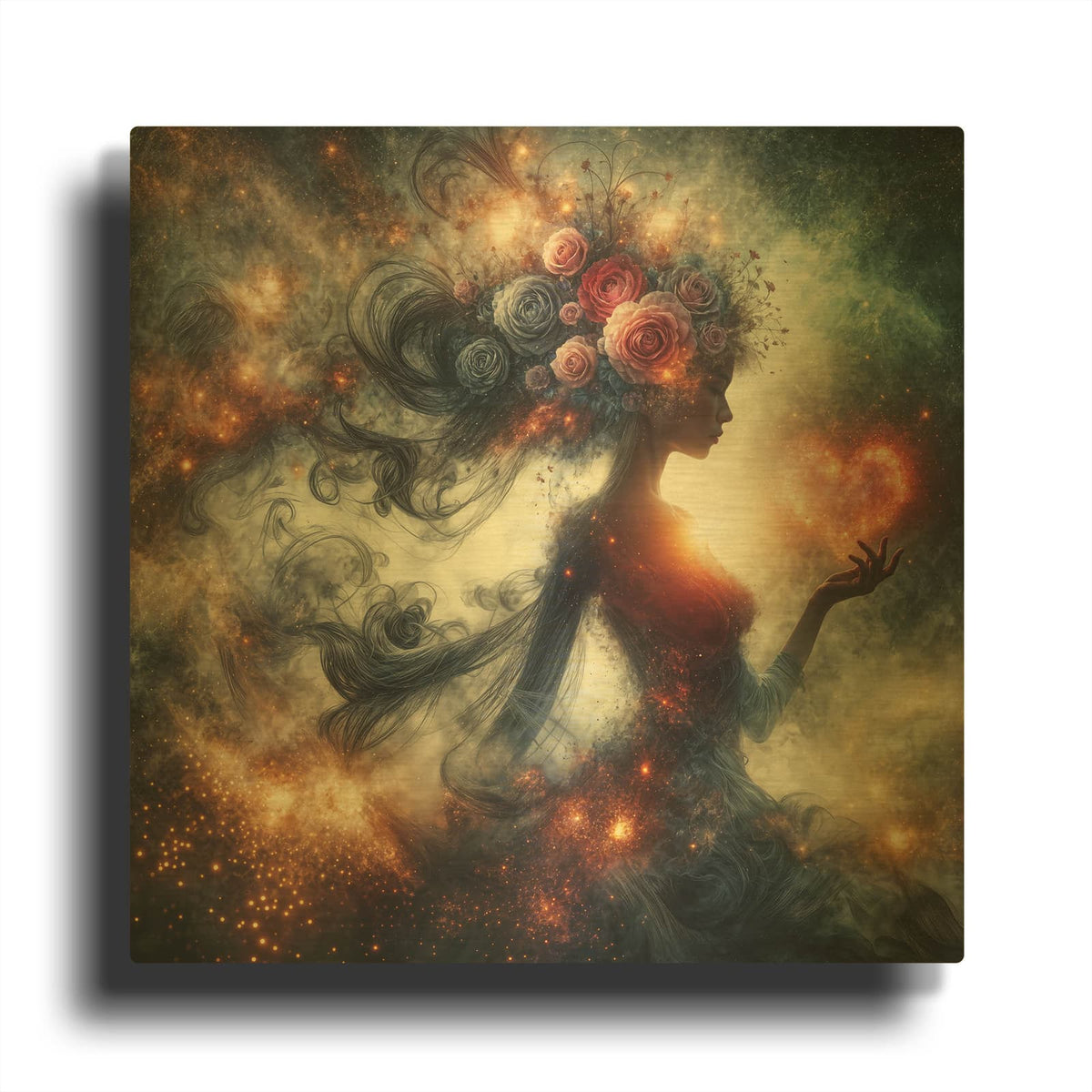'Love and Roses 6' By Rey Klimt Gold Metal Wall Art