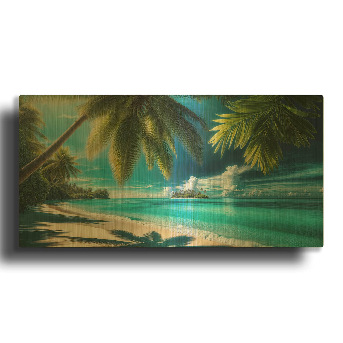 'Paradise Beach 3' By Rey Klimt Gold Metal Wall Art