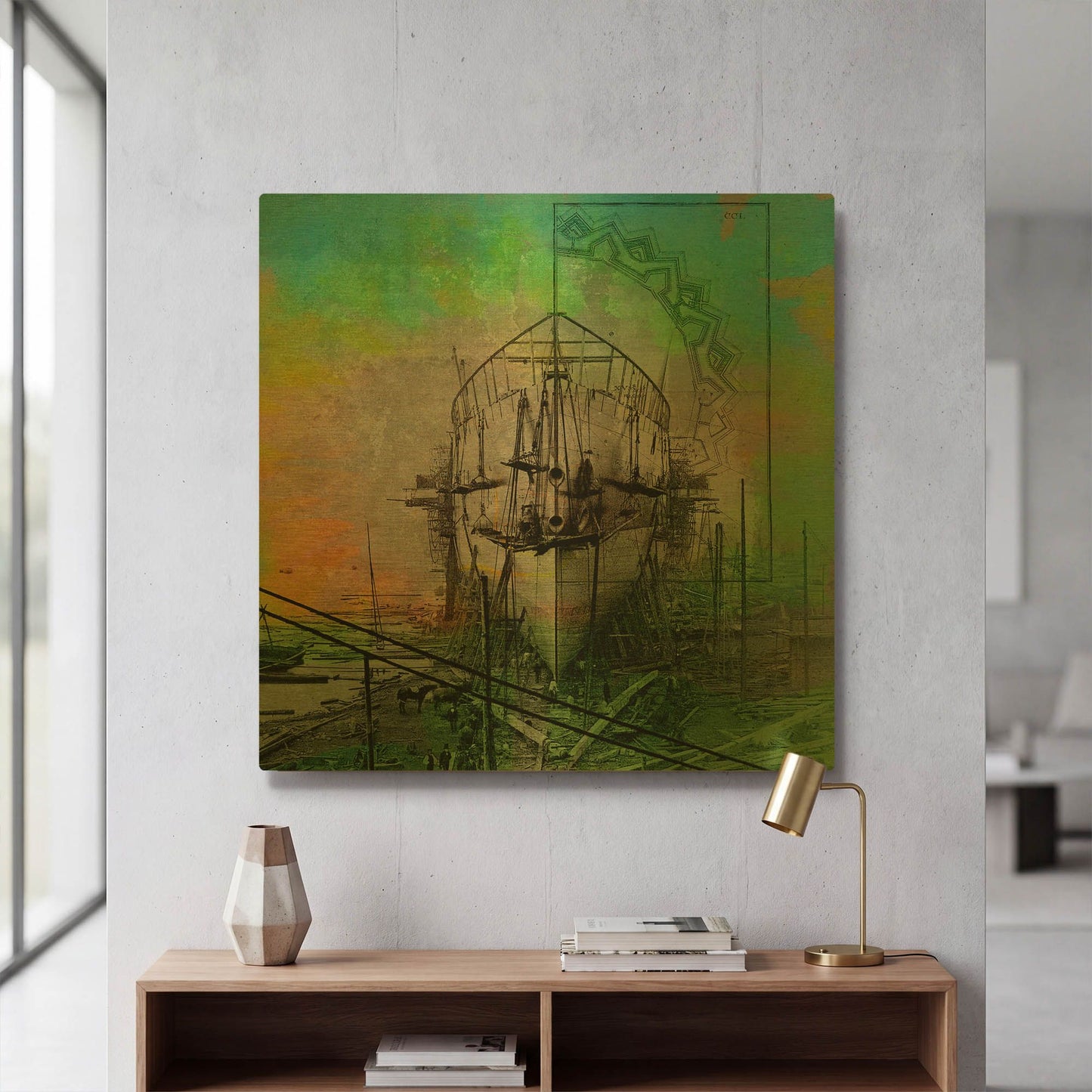 'Ship Builders' By Elena Ray Gold Metal Wall Art