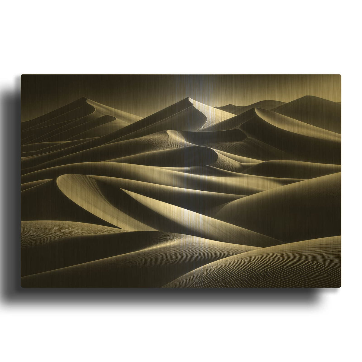 'Sand Dunes B&W 3' By Rey Klimt Gold Metal Wall Art