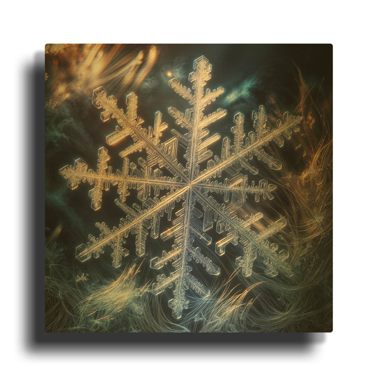 'Snowflake 1' By Rey Klimt Gold Metal Wall Art