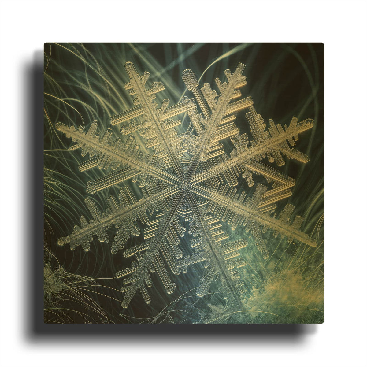 'Snowflake 2' By Rey Klimt Gold Metal Wall Art