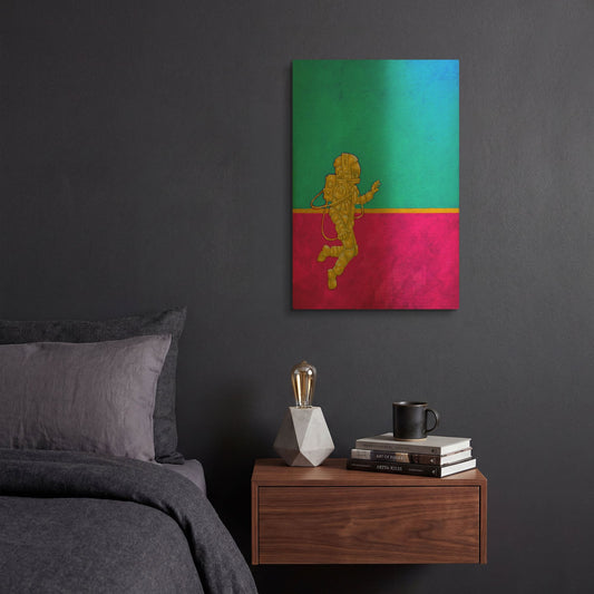 'Hallo Spaceboy II' By Craig Snodgrass Gold Metal Wall Art