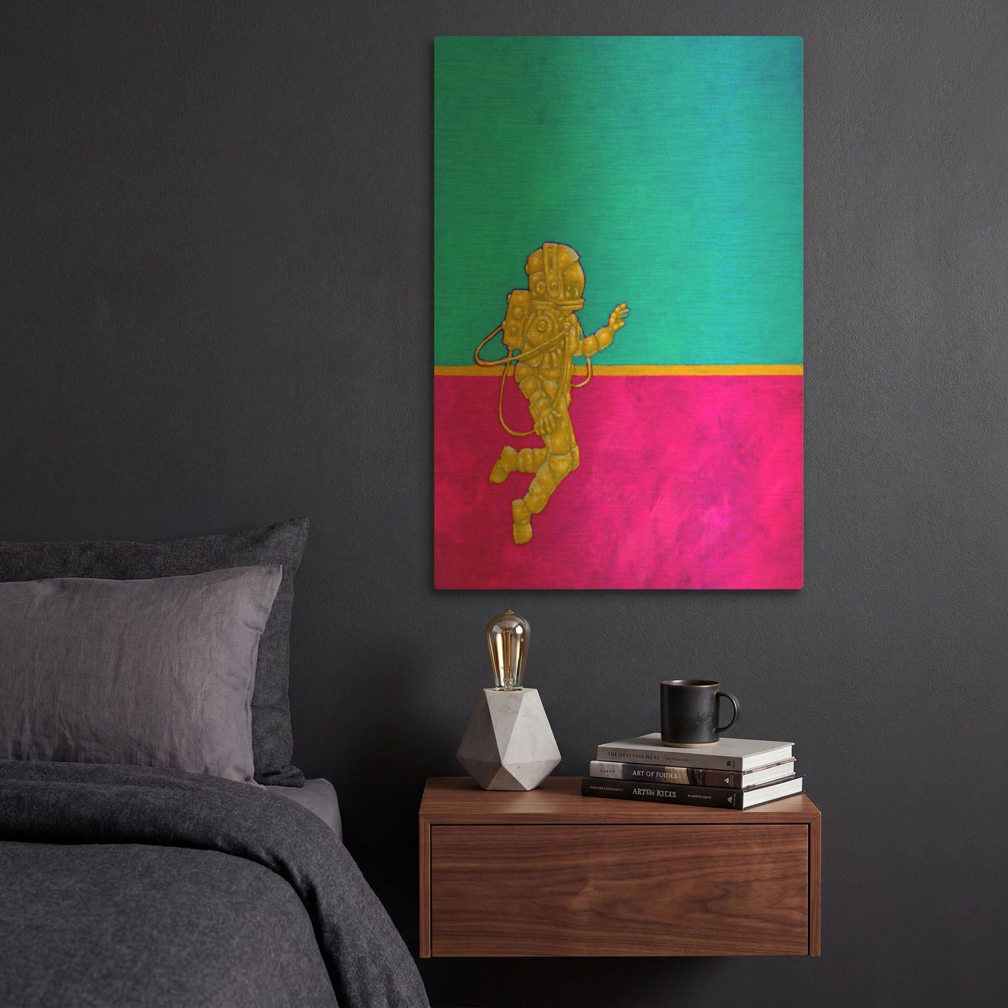 'Hallo Spaceboy II' By Craig Snodgrass Gold Metal Wall Art