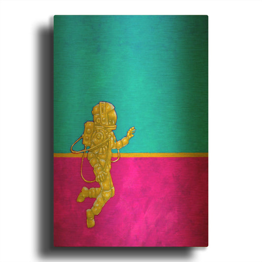 'Hallo Spaceboy II' By Craig Snodgrass Gold Metal Wall Art