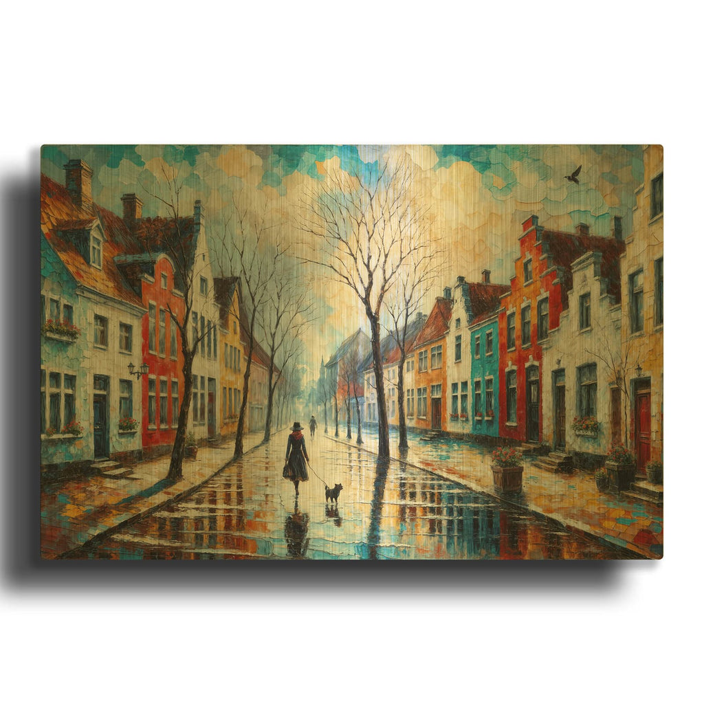 'Steet Scene 4' By Rey Klimt Gold Metal Wall Art